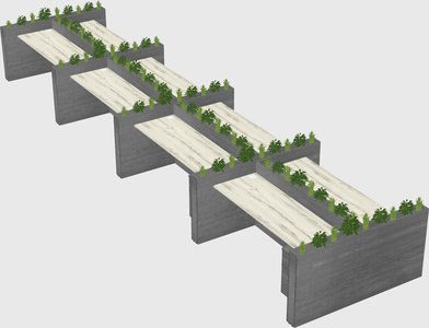 Rectangular shared desk