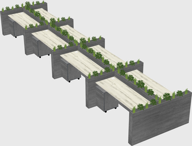 Rectangular shared desk