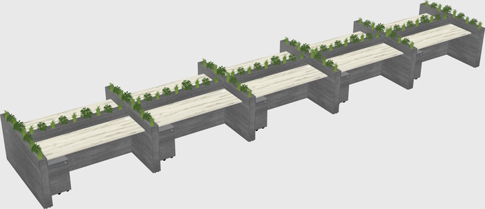 Rectangular shared desk
