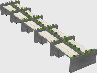 Rectangular shared desk