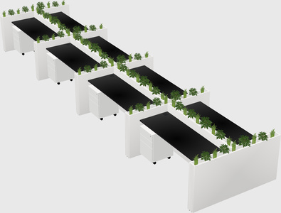 Rectangular shared desk