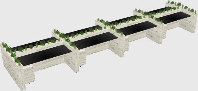 Rectangular shared desk