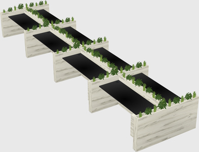 Rectangular shared desk