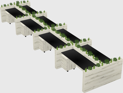 Rectangular shared desk