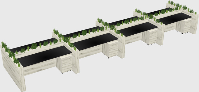 Rectangular shared desk