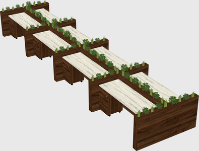 Rectangular shared desk