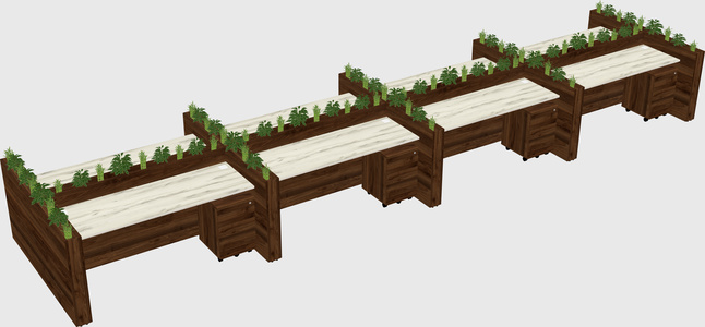 Rectangular shared desk