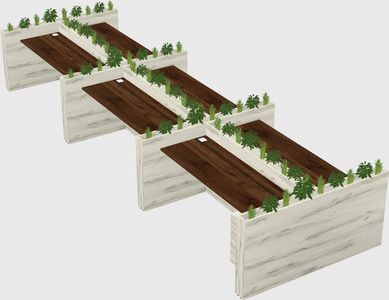 Rectangular shared desk