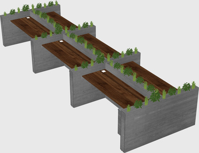 Rectangular shared desk
