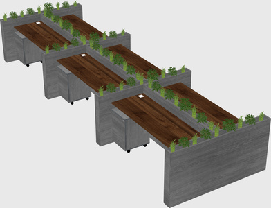 Rectangular shared desk