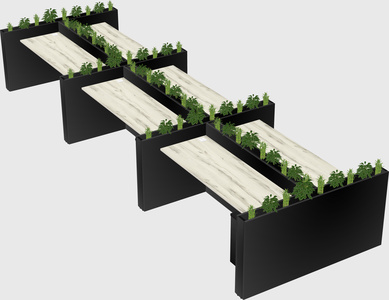 Rectangular shared desk