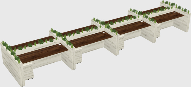 Rectangular shared desk