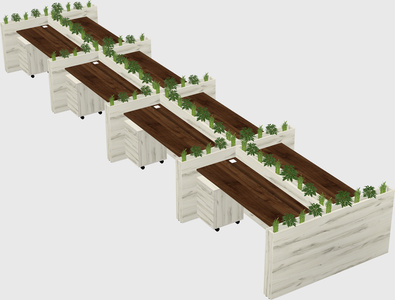 Rectangular shared desk