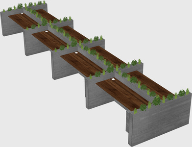 Rectangular shared desk