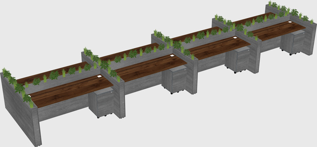 Rectangular shared desk