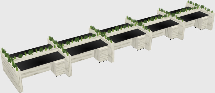 Rectangular shared desk