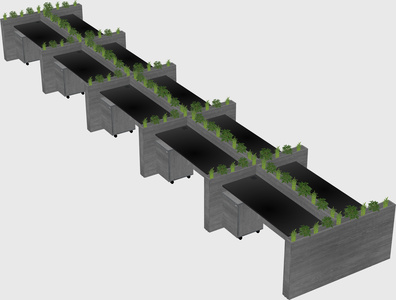 Rectangular shared desk