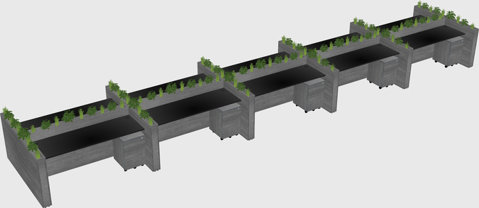 Rectangular shared desk