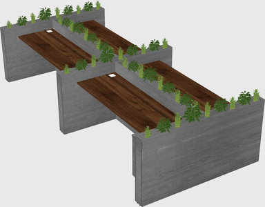 Rectangular shared desk