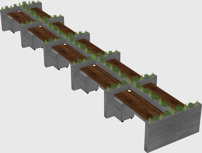 Rectangular shared desk
