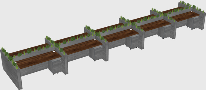 Rectangular shared desk