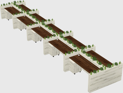 Rectangular shared desk