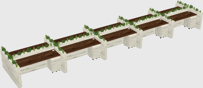 Rectangular shared desk