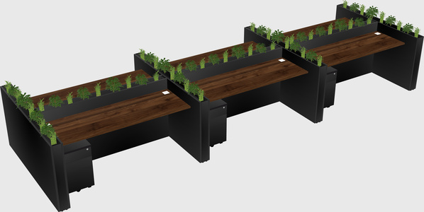 Rectangular shared desk