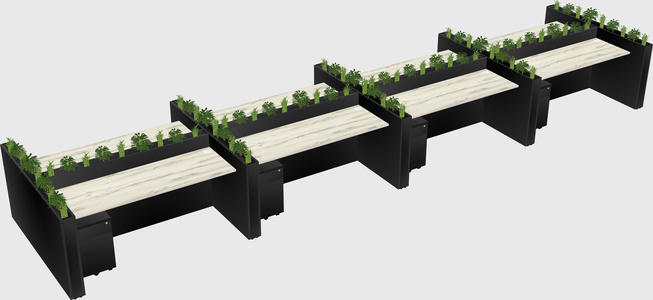Rectangular shared desk
