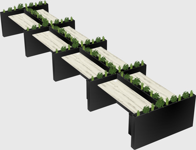 Rectangular shared desk