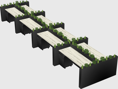 Rectangular shared desk