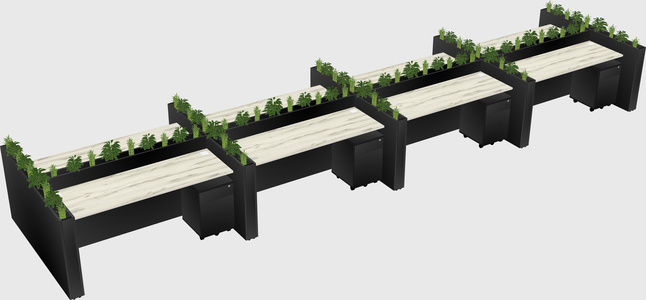 Rectangular shared desk