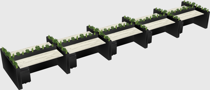 Rectangular shared desk