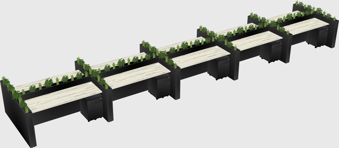 Rectangular shared desk