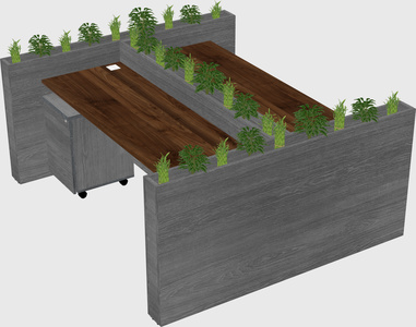 Rectangular shared desk