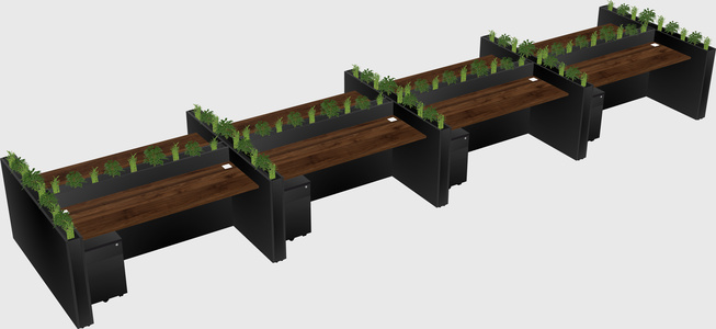 Rectangular shared desk