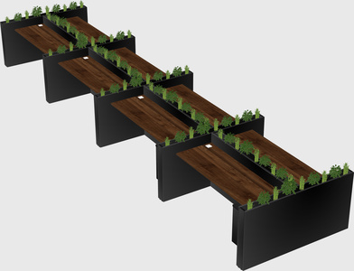Rectangular shared desk