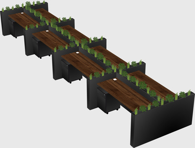 Rectangular shared desk