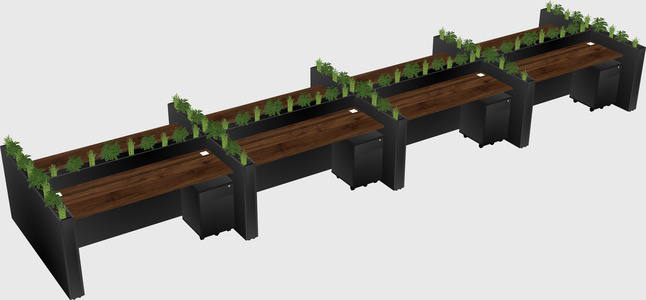 Rectangular shared desk
