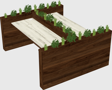 Rectangular shared desk