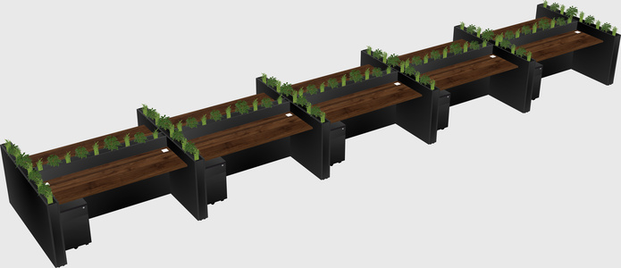 Rectangular shared desk