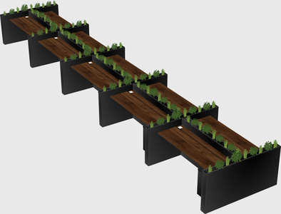 Rectangular shared desk