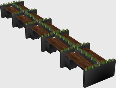 Rectangular shared desk