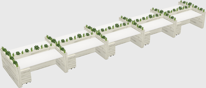 Rectangular shared desk