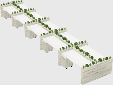 Rectangular shared desk