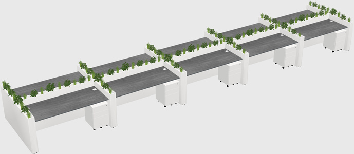 Rectangular shared desk