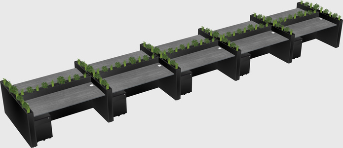 Rectangular shared desk