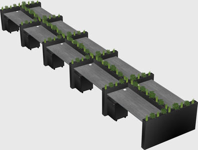 Rectangular shared desk