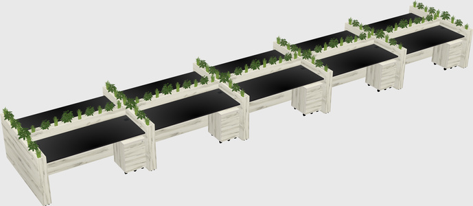 Rectangular shared desk