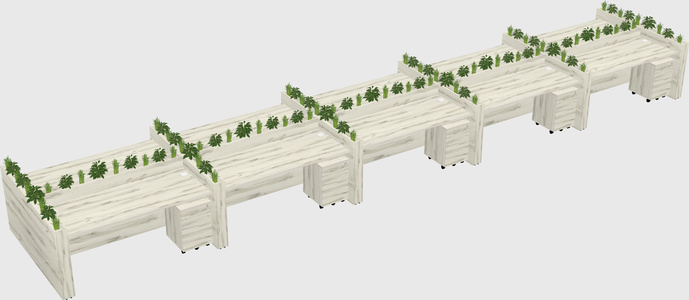Rectangular shared desk